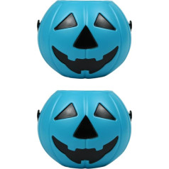 TOYANDONA Halloween Buckets, 2 Pieces Pumpkin Buckets, Portable Pumpkin Buckets with Handles for Halloween Party Supplies, Blue