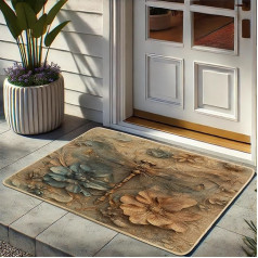 Fußmatte mit Libellenmotiv, Blau und Orange, Eingangsmatte für Frühling und Sommer, für Innen- und Außenbereich, Gummi, wasserdicht, rutschfest, staubabsorbierend, leicht zu reinigen, 73,2 x 43,2 cm