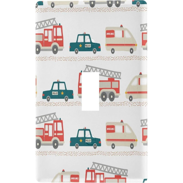 Rescue Vehicles Pattern Childrens Duplex Outlets Light Switch Cover Decorative Wall Plate for Home Switch 4.5x2.76 Inches