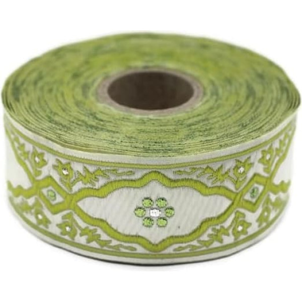 11 Yard Spool 3.5cm Green Andalusia Jacquard Ribbon Upholstery Fabric Woven Decorative Tape Trim Curtains Making