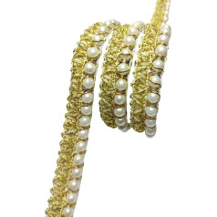 10 Yards x 1.5 cm Gold Beaded Lace Trim with Beads, Woven Lace Ribbon for Wedding Dress, Sewing Trims Hand Stitched Fabric Trim, Braid, Embroidery Tapes, Braided Embellishments, Trims for