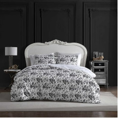 Betsey Johnson - Queen Duvet Cover Soft Bedding Set with Matching Pillowcases Floral Home Decor (Betseys Toile Black, Queen)