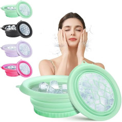 nnOuOnn Face Bowl for Ice Collapsible Portable Silicone Sink with Built-in Ice Stream, Fast Cooling for Swelling, Soothes Skin, Bathroom Accessories, Home Travel Use (Green)