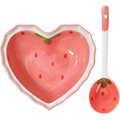 Cabilock 1 Set Heart-Shaped Strawberry Bowl Spoon Cutlery Salad Bowl Household Serving Plate Decorative Serving Plate Wear-resistant Serving Plate Ceramic Dessert Accessories