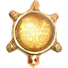 Brass Pital Kachua Turtle with Sampoorna Shri Yantra Shri Kuber Shri Vyapar Vridhi Yantra Wealth Prosperity for Pooja Home Temple and Gift (Tortoise Sampoorna Shri Yantra)