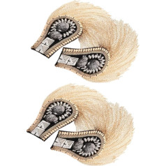 DOITOOL 4 Pieces Shoulder Flaps with Tassels for Clothing, Fashionable Epaulettes with Punk Rivet Tassels, Decorative Patches for Women's Suits and Retro Costume Accessories