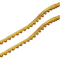 9,1 m x 0,6 cm goldene Perlenspitzenborte Kunstperlen Spitzenband Hochzeitskleid Nähen Borten besticktes Perlenband Kleidungsbesatz Zubehör für DIY Handwerk