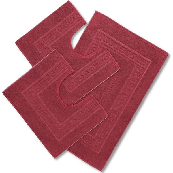 Casatessile Torino Set of 3 terry bath mats (60X90 cm) + 2 WC mats (60x45 cm) - BORDEAUX - BORDEAUX