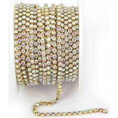 1 Yard 10 Yards/Rolle SS6-SS16 Glitzer-Kristall-Strasskette zum Aufnähen und Aufkleben für Kleidung, DIY-Kleidungszubehör, Besatz, Cup-Kette, Goldbasis AB