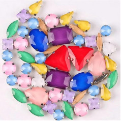 50pcs/bag Silver Claw Setting for Sew on Rhinestone Shapes Mix Olive Glass Crystals Dress DIY Trim Jelly AB Mix Jelly Candy Mix