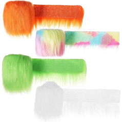 STOBAZA 4 Stück Teiliges Bunte Kunstfellstreifen Weiche Synthetische Fellimitate für DIY Dekoration Puppen Modeaccessoires Vielseitig Leicht zu Pflegen Farbenfrohe Bastel fellbänder