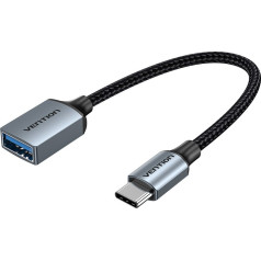 Kabeļu komplekts usb 3.0 vention usb-c uz usb-a 0,15 m pelēks alumīnija sakausējums