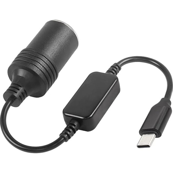 USB C 5V Male to 12V Car Cigarette Lighter Socket Converter 60 cm, USB C Cigarette Lighter Adapter for Car Cigarette Lighter Driving Recorder DVR Dash Camera GPS