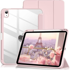 Case for iPad (A16) 11th Generation 2025 / iPad 10th Generation with Pencil Holder 10.9 Inch 2022 Model, Shockproof Protective Case with Clear Hard Back Cover - Pink
