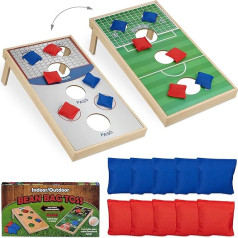 Relaxdays Cornhole, Throwing Game Set, 10 Sandbags, Bean Bag Game, H x W x D: 18 x 29 x 58 cm, Indoor & Outdoor, Multi-Colour