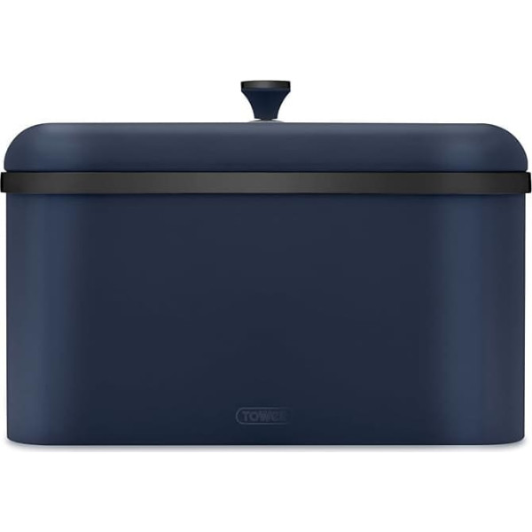 Tower T826136BLU Sera Bread Bin Midnight Blue and Smoked Rim Stainless Steel