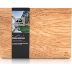 Premium Chopping Board Solid Oak 45 x 30 x 3 cm with Non-Slip Feet, Antibacterial & Hard Wax Layer with Recessed Handles - Wooden Chopping Board, Serving Plate, Serving Board