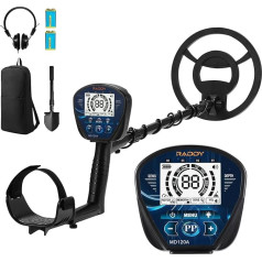 Raddy MD120A Professional Metal Detector for Adults, High Precision 4 Modes Gold Detector with 10 Inch IPX7 Waterproof Search Coil, LCD Display, Headphones, Bag & Shovel for Treasure Hunting