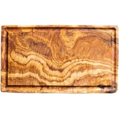 Rustic Kitchen Chopping Board Wood Natural with Groove - Breakfast Board Handmade - 30 x 18 cm - Kitchen Board for Vegetables, Fruit and Meat - Table Board Caravan Accessories