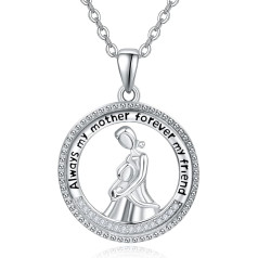 KINGWHYTE Mutter und Tochter Halskette 925 Sterling Silber Mutter Herz Anhänger Geburtstag Muttertag Kette Schmuck Geschenke für Mum