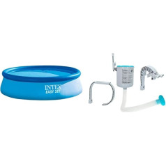 Intex Easy Set Pool - Above Ground Pool, 366 cm x 366 cm x 76 cm & Surface Skimmer - Deluxe Surface Skimmer for Wall Mounting - Hanging Skimmer, Grey