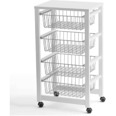 Arredamenti Italia ARREDAMENTIITALIA AR-It il Cuore del Legno Kitchen Trolley Gingerone, Wood, 4 Baskets, Colour: White