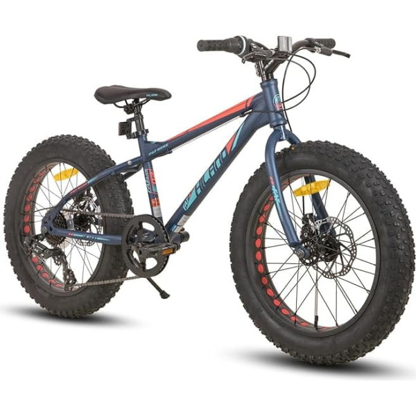 Hiland 20 Inch Children's Mountain Bike, 7 Speed Fat Tires Mountain Bike, Double Disc Brakes, Children's Bicycle for Boys and Girls, Various Colours