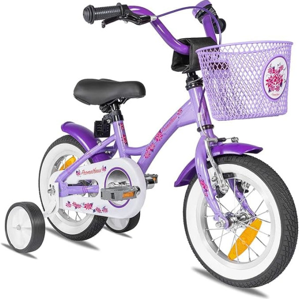 PROMETHEUS BICYCLES Children's Bicycle from 3 Years - Girls' Bicycle 12 Inch Children's Bicycle Girls Bicycle Children with Stabilisers Coaster Brake in Purple