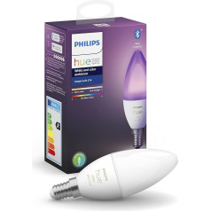 Philips Hue White & Colour Ambiance E14 LED Bulb Single Pack, Dimmable, up to 16 Million Colours, Controllable via App, Compatible with Amazon Alexa (Echo, Echo Dot)