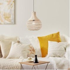 Brilliant 99550Z09 Pendant Light in Nature Style with Shade Height-Adjustable and Dimmable with Suitable Rattan / Metal Light Bulb in Natural/Black Diameter 33 cm