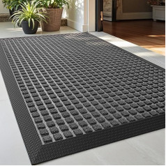 DEXI Doormat Outdoor 24x36 Inch Rubber Heavy Duty Non Slip Indoor Floor Entrance Back Doors Outdoor Patio Squares Grey