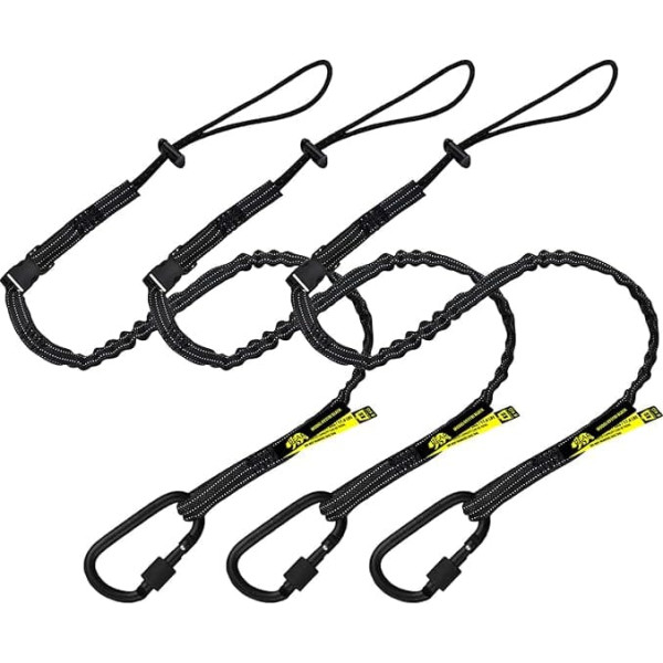 BearTOOLS Interchangeable Quick Switch Tool Safety Cord - 3 in 1 - Safety Drop Protection - Aluminum Screw Cap - Double Locking - Ultra Stable (Black, 3 Pack)