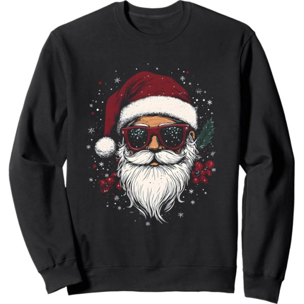 Cool Santa Claus with Sunglasses Christmas Sweatshirt, black