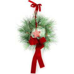 Gartenpirat Christmas Wreath 22 cm Door Wreath Artificial Decorated Wreath for Door & Window Natural Pine Look Indoor & Outdoor