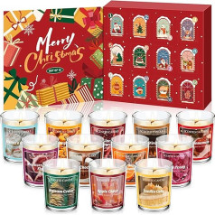 Scented Candles, Pack of 12, Natural Soy Aromatherapy Candles, 12 Fragrances Christmas, Christmas Calendar Gifts for Wife, Mum, Sister, Girlfriend