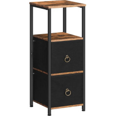 HOOBRO Bathroom Cabinet, Free Standing Storage Rack for Bathroom, Narrow Storage Cabinet, Multifunctional Tall Cabinet, 2 Fabric Drawers, Vintage Brown and Black EBF87CW01