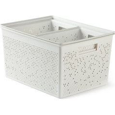 TATAY Bohol Rectangular Storage Boxes, 2 x 4L, 1 x 12L, 1 x 20L, Polypropylene, BPA-Free, 100% Recycled Plastic, White, 30 x 39 x 21.5 cm, Pack of 4