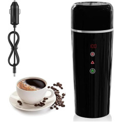 Electric Kettle for Car, 12 V 24 V Car Kettle Cup with 304 Stainless Steel Liner, 420 ml Portable Heating Cup Coffee Machine Bottle Warmer with Temperature Control for Truck Travel Camping