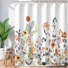 LIVILAN Floral Shower Curtains for Bathroom Flowers Shower Curtain Pretty Shower Curtain Fabric Colorful Wildflower Floral Machine Washable 72