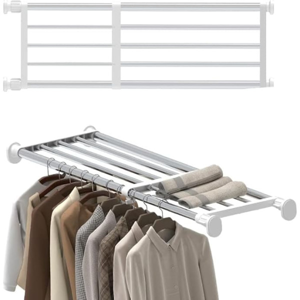 Hershii Tension Shelf Expandable Rod Closet System Heavy Duty Clothes Hanger Adjustable DIY Storage Organizer Shoe Rack