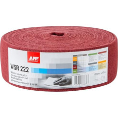 APP WSR 222 Sanding Fleece Roll, 100 mm x 10 m, Red, Extremely Durable Sanding Fleece for Metal, Wood, Steel and Stainless Steel, Coarse Grain Sanding Wool, Grit: 320-360