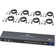4K 60Hz HDMI KVM Switch 8 Port, Yinker HDMI KVM Switch 8 PC Supports 8 Computers 1 Monitor Keyboard Mouse with Type-C Charging Port 4 USB Port