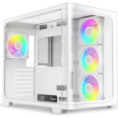 Iota C70 WH Curve ARGB Digital Mid-Tower Computer PC Gaming Case, Pre-Installed 4 ARGB 120 mm Fans, Real-Time Temp Digital Display, Large Capacity, Type-C, USB 3.0 x 2