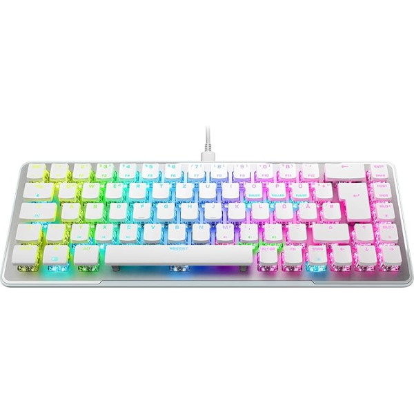 Roccat Vulcan II Mini Air - 65 Percent Wireless Optical Mechanical Gaming Keyboard, Customizable RGB Lighting, Removable Cable, Titanium II Linear Switch, Aluminium Plate, White