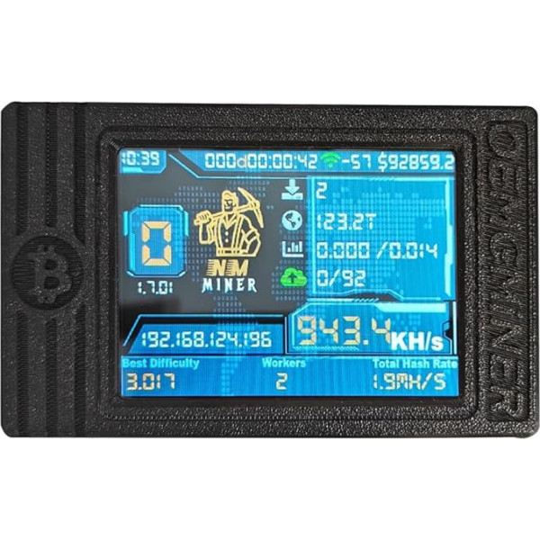 NerdMiner V2 MAX Solo Bitcoin Miner - 930KH/s Hash Rate, 1.5W Power, 3.125BTC Win3, Compact 2.4G WiFi and Wired Connection, Highly Efficient Cryptocurrency Miner for