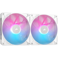 CORSAIR iCUE LINK RX140 RGB 140 mm PWM Fan with iCUE LINK System Hub - Magnetic Dome Bearing - Dual Pack - White