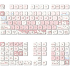 Keycaps PBT Keycaps Set, Sublimated Purple Rabbit Keycaps for Mechanical Gaming Keyboard, 132 Keys