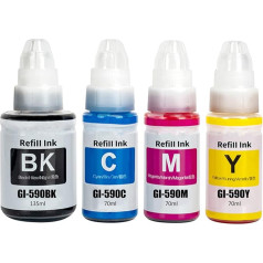 GI-590 GI-490 Ink Compatible with Canon GI590 GI490 Ink Container Multipack for PIXMA G1400 G1410 G2400 G2410 G3400 G4400 G4411 G1500 G1510 G2500 G251 G20 G3500 G3510 G4500 G1501 (4-Pack)