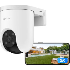 EZVIZ 2K PoE Outdoor Surveillance Camera, 360° PTZ Camera Outdoor, Car Tracking, AI Detection, 20 m Colour Night Vision, Weatherproof, Two-Way Audio, Easy Assembly, Compatible with Alexa, H8c PoE