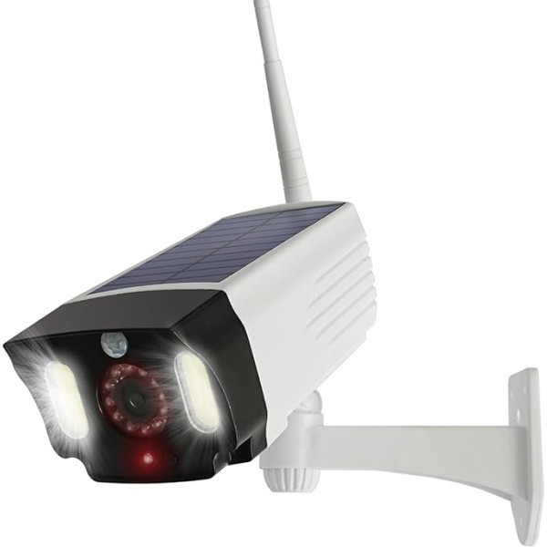 JUSTOP Dummy Wireless Security Camera with Motion Sensor Waterproof Outdoor Solar Powered White